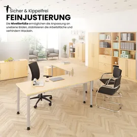bümö Eckschreibtisch Serie-H Nussbaum / Weiß