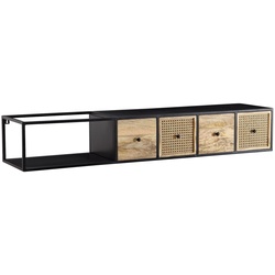 KADIMA DESIGN Lowboard Hängend Mango Massivholz/Metall, TV-Schrank, Schubladen & Rattan-Fronten