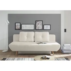 Schlafsofa ANDAS "Segmon", beige (hellbeige), B:200cm H:88cm T:99cm, Sofas, einfach in ein bequemes Bett umwandeln, inklusive Bettkasten