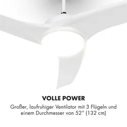 Klarstein Figo Deckenventilator 2-in-1 mit Deckenleuchte Ø 132 cm Weiß 132