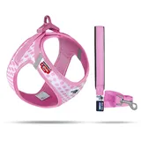 Curli Clasp Vest Geschirr Puppy Set Pink-Circles XS & Leash M