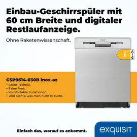 Exquisit EGSP9313-EF-030E Einbau-Geschirrspüler (unterbaufähig, 598 mm breit, Inox)