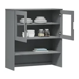 vidaXL Highboard-Oberteil MOLDE Grau 90x35x100 cm Massivholz Kiefer