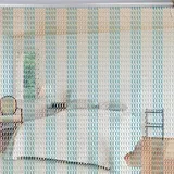 SOULONG Aluminium-Metallvorhang, Kettenvorhang, Fliegenschutz, Insektenschutz, Schädlingsbekämpfung, Dekoration, Türschutz, 90 × 214,5 cm (Silber + Blau)