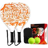 Jouryvue Padel Schläger-Set mit ABS-Oberfläche und Eva-Schaumkern, für Erwachsene, inklusive Zwei Bällen und Tragetasche, ideal für Beach & Court(Orange)