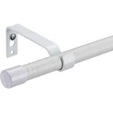 HARRMS Gardinenstange, 16mm Gardinenstange Matt Weiß 76-224cm, Vorhangstange Ausziehbar Scheibengardinenstange Wandmontage mit Halterungen und Endstücken für verdunklungsvorhänge Outdoorvorhänge