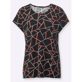 CREATION L Druck-Shirt in schwarz-papaya | Gr.: 38