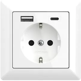 2USB Schuko-Steckdose 2USB 1-fach Weiß