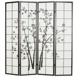 Homestyle4u 4-tlg. Paravent in Schwarz 176x179 cm