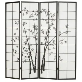 Homestyle4u 4-tlg. Paravent in Schwarz 176x179 cm