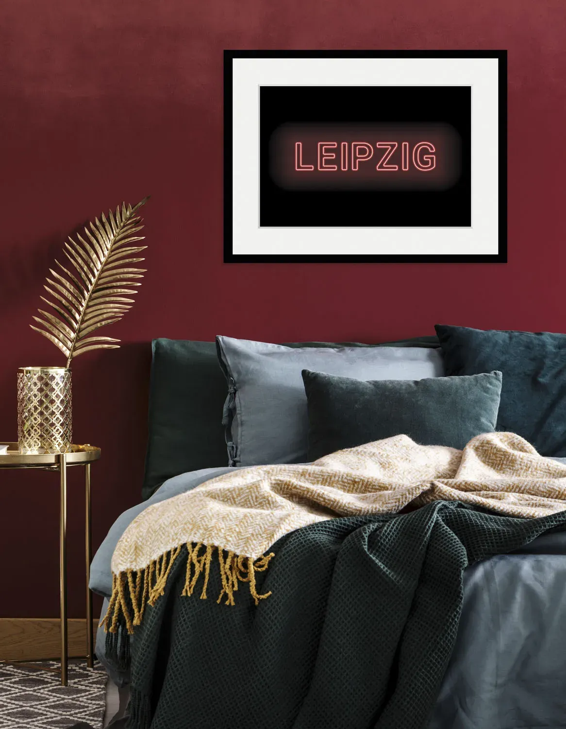 queence Bild »LEIPZIG LIGHTS«, Städte-Schriftzug, (1 St.), HD Premium Poster-Druck inkl. Holzrahmen queence Farbe Rahmen: schwarz + Farbe Bild(er): schwarz/grün