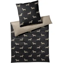 ELEGANTE Dogs Tiere Schwarz/Beige 135 x 200 cm + 80 x 80 cm