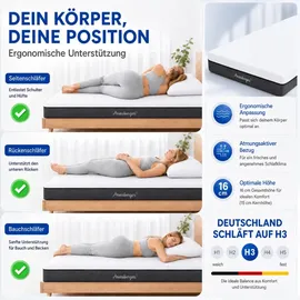 Arensberger SARA Gelschaum Matratze 90 x 200 cm H3