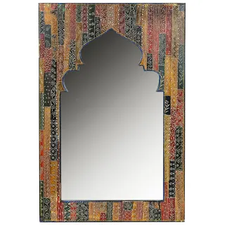 Marrakesch Orient & Mediterran Interior Orient Spiegel Wandspiegel Tarana 90cm groß | Großer Marokkanischer Flurspiegel mit Holzrahmen orientalisch handbemalt | Orientalischer Vintage Badspiegel ohne Beleuchtung als Orientalische Deko