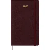 Moleskine Germany GmbH Moleskine 12 Monate Precious & Ethical Wochen Notizkalender 2026, L/A5, liniert, weicher Einband, Mamba Bordeaux, mit Box