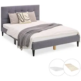 Homestyle4u Polsterbett 120 x 200 cm Grau
