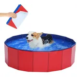 LUFEIS Hundepool, 60x20 cm Hundepool Schwimmbad, Hundebecken Faltbar mit Ablassventil, Planschbecken Rutschfest, Swimmingpool für Hunde, Faltbarer Pool, Hundepool Schwimmbecken für Kleine Hunde, Katze