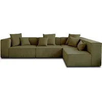 Lisa Design Colombine, Modulares Ecksofa rechts, 5-Sitzer, aus Cord , Grün - Grün