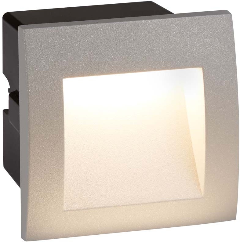 1W Ankle Led Innen / Aussen Einbauquadrat, Grau 4000K 35 Lumen vereist Glas IP65