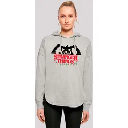 Kapuzenpullover F4NT4STIC "Stranger Things Demogorgon Lights Netflix", Damen, Gr. L, grau, Obermaterial: 100% Baumwolle, casual, oversize, Langarm, Pullover, Premium Qualität