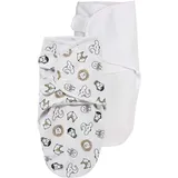 Meyco Baby Pucksack - 2er Pack - 0-3 Monate - Pucktuch Swaddle für Neugeborene - 100% Baumwolle - Oeko Tex Zertifiziert - weicher Schlafkomfort - feuchtigkeitsabsorbierend - Animal - Weiß