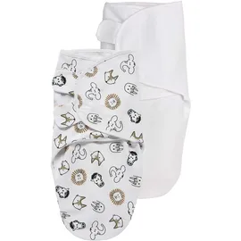 Meyco Baby Pucksack - 2er Pack - 0-3 Monate - Pucktuch Swaddle für Neugeborene - 100% Baumwolle - Oeko Tex Zertifiziert - weicher Schlafkomfort - feuchtigkeitsabsorbierend - Animal - Weiß