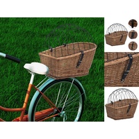 vidaXL Fahrrad-Gepäckträgerkorb mit Deckel 55×31×36 cm Natur Weide