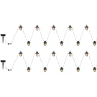 MeineWunschleuchte 2er Set LED Außen Lichterkette Solarbeleuchtung Garten Terrasse
