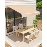 Garveelife Gelenkarmmarkise 300 x 250 cm, UV40+ & wasserabweisend, mit Kurbel & Wandhalterung Länge + Winkel einstellbar, Markise für Terrasse & Balkon, Sonnenschutz Balkonmarkise Gelenkmarkise