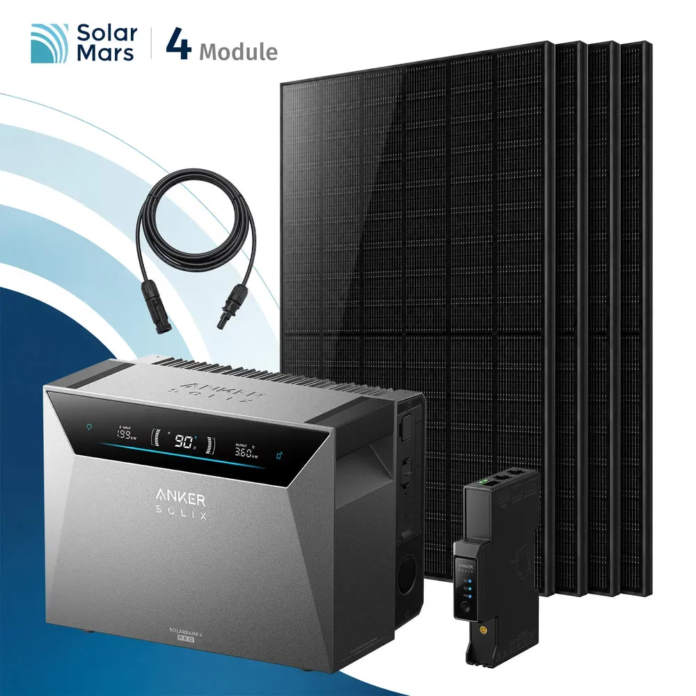 Balkonkraftwerk 2000 Watt mit Speicher Anker SOLIX Solarbank mit MC4 Solarkabel Set - 1x Solarbank E5000 PRO / Ohne Erweiterungsakku / Ohne HAL