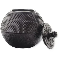 LUMALAND Teedose aus Gusseisen - Aufbewahrungsbox für Tee - 750 ml - Schwarz