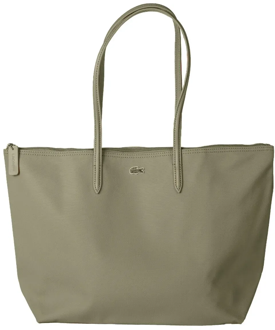 LACOSTE Damen Handtasche mit Reißverschluss - Zip Tote Bag, 30x35x14cm (BxHxT) Khaki