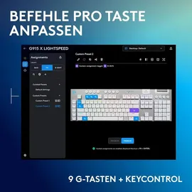 Logitech G915 X Lightspeed, weiß, LEDs RGB, GL CLICKY, USB/Bluetooth, DE (920-012686)