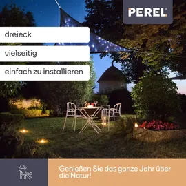 Perel Sonnensegel mit LED-Beleuchtung Dreieckig 3,6 m x 3,6 m x 3,6 m Dunkelblau