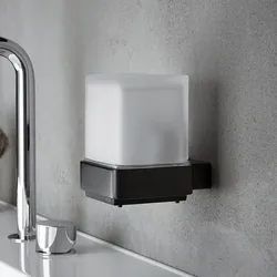 Emco Loft Sensor-Seifenspender mit Stülpbecher aus satiniertem Kristallglas, Accessoires, schwarz