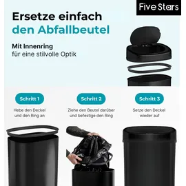 Five Stars Sensor-Mülleimer 60 l Schwarz