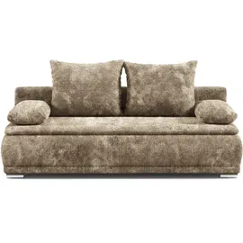 werk2 Schlafsofa WERK2 "Biggi komfortabel & elegant, Schlaffunktion, Bettkasten, Breite 206 cm", braun (beige, braun), B:206cm H:88cm T:91cm, 100% Polyester, Sofas, Schlafsofa, inkl. losen Kissen, Bouclé APHRODITE, Beige-Braun