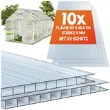 Tectake tectake® 10er Set Doppelstegplatten, 7,32 m2 Gesamtfläche, individuell zuschneidbar, wärmedämmend, temperaturresistent, 121 x 60,5 x 0,6 cm je Platte
