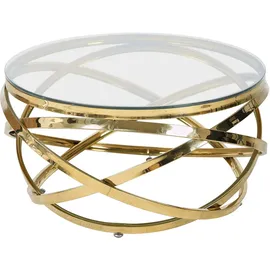 SalesFever Couchtisch "mit Design-Gestell in Stainless Steel für stilvolles Wohnen", gold (gold, gold, klarglas), B:80cm H:42cm T:80cm, Metall, Sicherheitsglas, Tische, Couchtisch, Gestell gefertigt aus rostfreiem Edelstahl