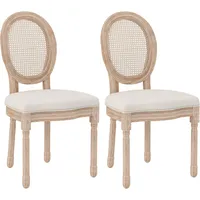 Homcom Esszimmerstuhl Küchenstuhl Polyester Cremeweiß 2er Set