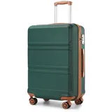KONO Handgepäck Koffer Trolleys Leicht Hartschalenkoffer Reisekoffer mit 4 Rollen und TSA Schloss, 52x38x21cm, 36Liter, Zwillingsrollen Rollkoffer, ABS+PC Hartschale (Dunkelgrün/Braun, M)