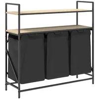 VidaXL Wäschekorb 3 Fächer mit Ablagen Sonoma Eiche