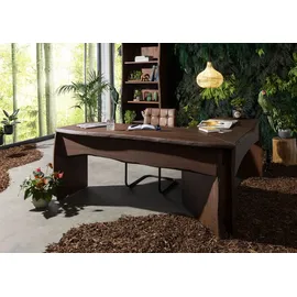 MASSIVMOEBEL24.DE Eckschreibtisch Akazie 185x163x76 braun lackiert PURE ACACIA #849