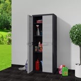 Tidyard Gartenschrank mit Verstellbaren Regalen, Geräteschuppen Gerätehaus Aufbewahrungsschrank Kunststoffschrank Multifunktionsschrank, 65x38x171 cm Schwarz und Grau