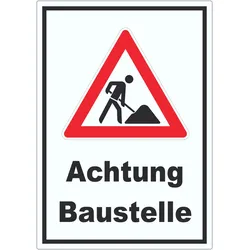 Achtung Baustelle Aufkleber Arbeitsstelle A0 (841x1189mm)