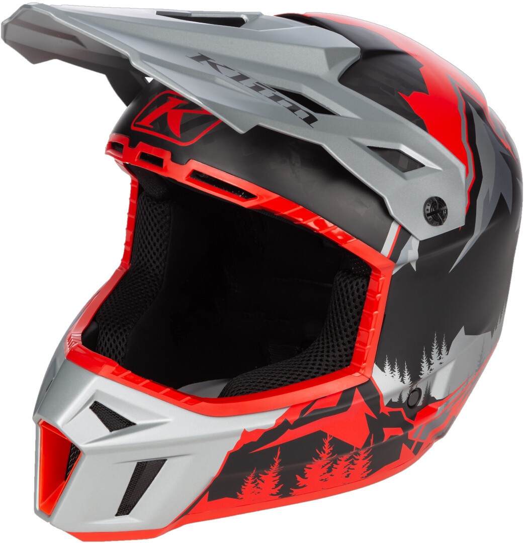 Klim F3 Carbon DNA Sneeuwscooter Helm, zwart-grijs-rood, L