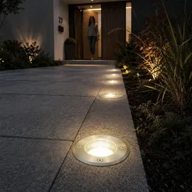SSC-LUXon Bodeneinbaustrahler Aluminium rund IP67 inkl. LED GU10 3W befahrbar silber