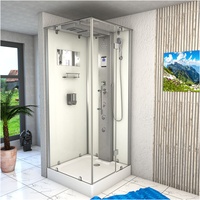 SeniorBad Dampfdusche Duschtempel Sauna Dusche Duschkabine D38-10R2-EC 90x90cm mit 2K Scheiben Versiegelung