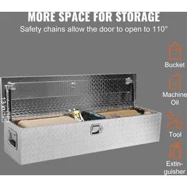 Vevor 1219 x 381 x 381 mm Werkzeugkasten für Lkw-Ladefläche, Abschließbar 177 L Truckbox Werkzeugbox Aufbewahrungs-Werkzeugkasten, 50 kg Tragfähigkeit Werkzeugkiste Organizer für Wohnmobil, PKW usw.