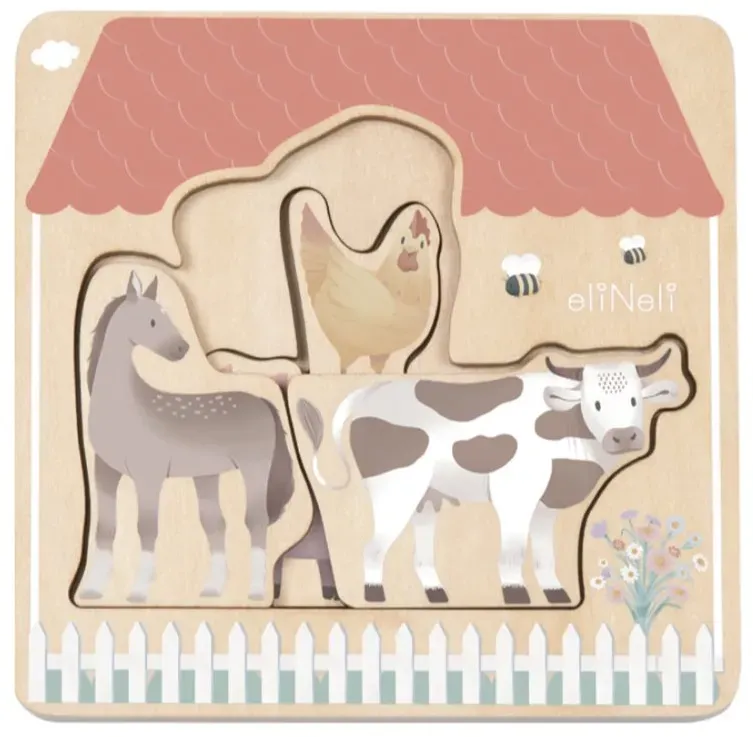 eliNeli Wooden Puzzle Farm Puzzle aus Holz 12m+ 7 St.